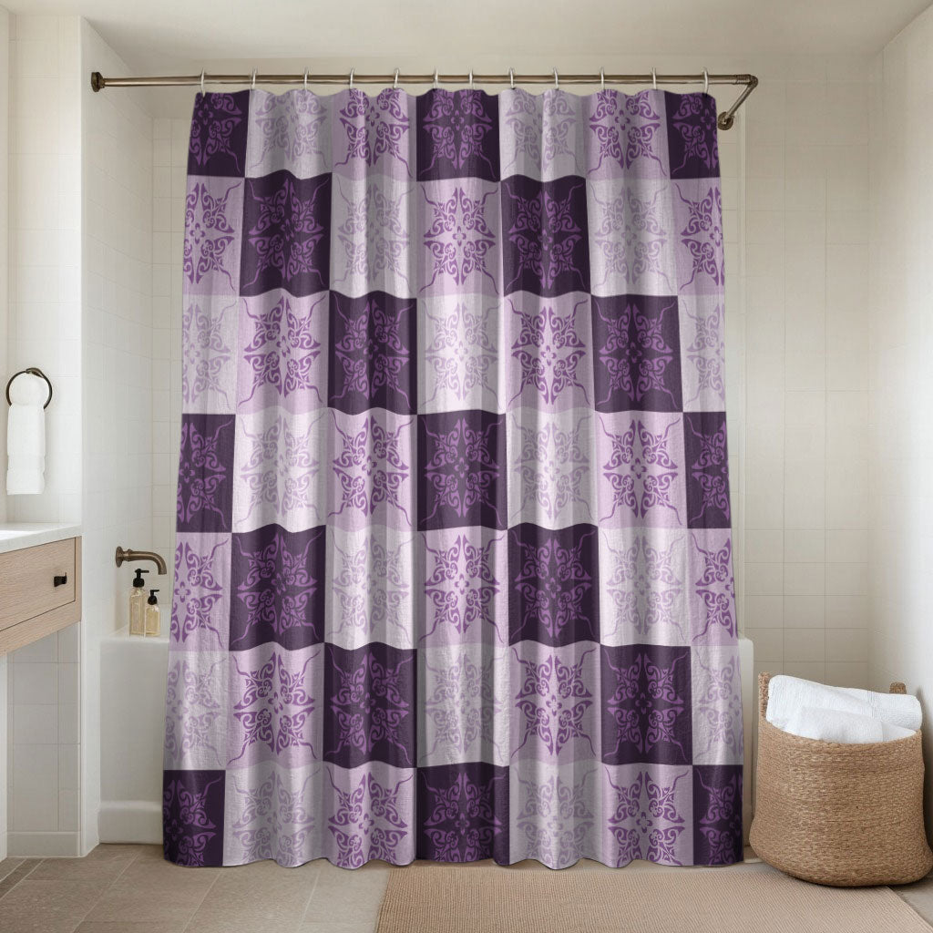 Lavender Manta Ray Hawaiian Quilt Motif Bathroom Set LT05 Shower Curtain Only Purple - Polynesian Pride