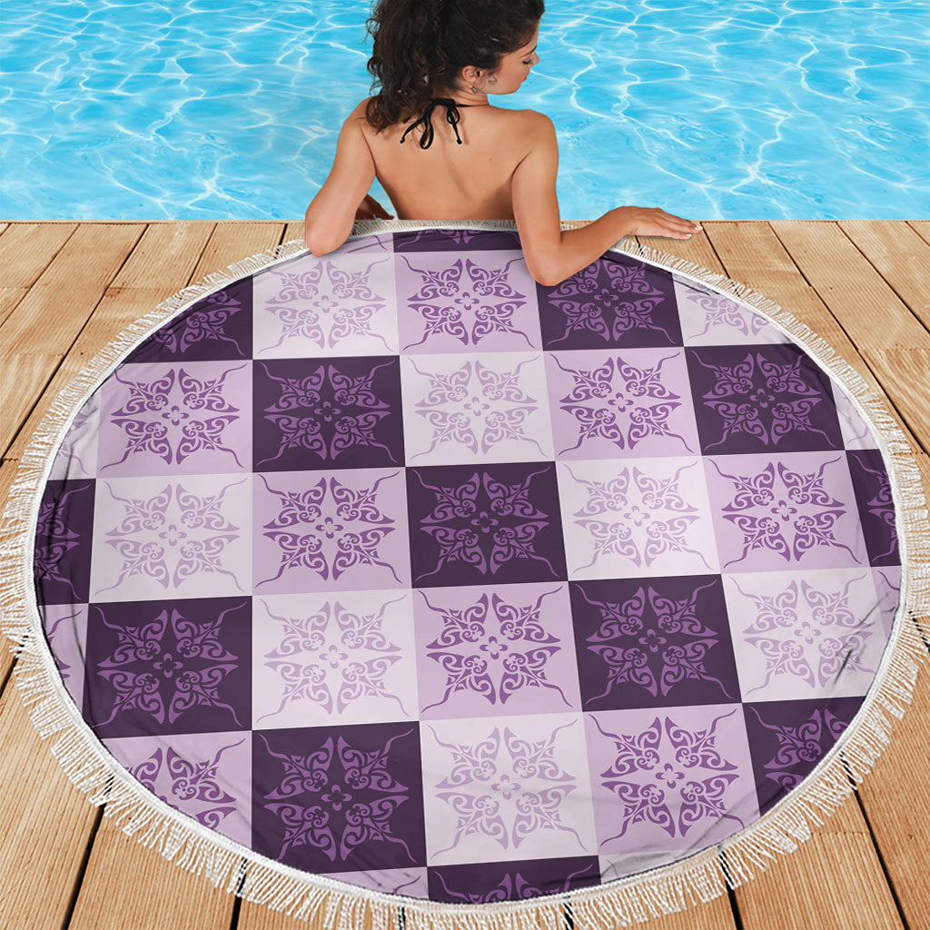 Lavender Manta Ray Hawaiian Quilt Motif Beach Blanket LT05 - Polynesian Pride