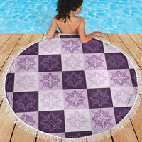 Lavender Manta Ray Hawaiian Quilt Motif Beach Blanket LT05 - Polynesian Pride