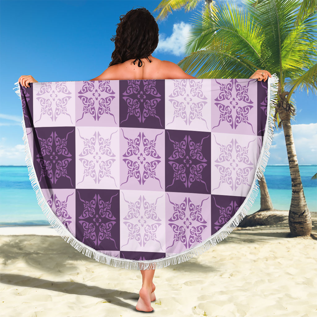 Lavender Manta Ray Hawaiian Quilt Motif Beach Blanket LT05 - Polynesian Pride