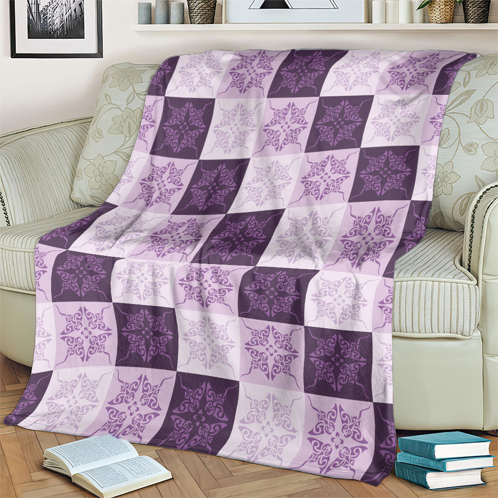 Lavender Manta Ray Hawaiian Quilt Motif Blanket LT05 - Polynesian Pride