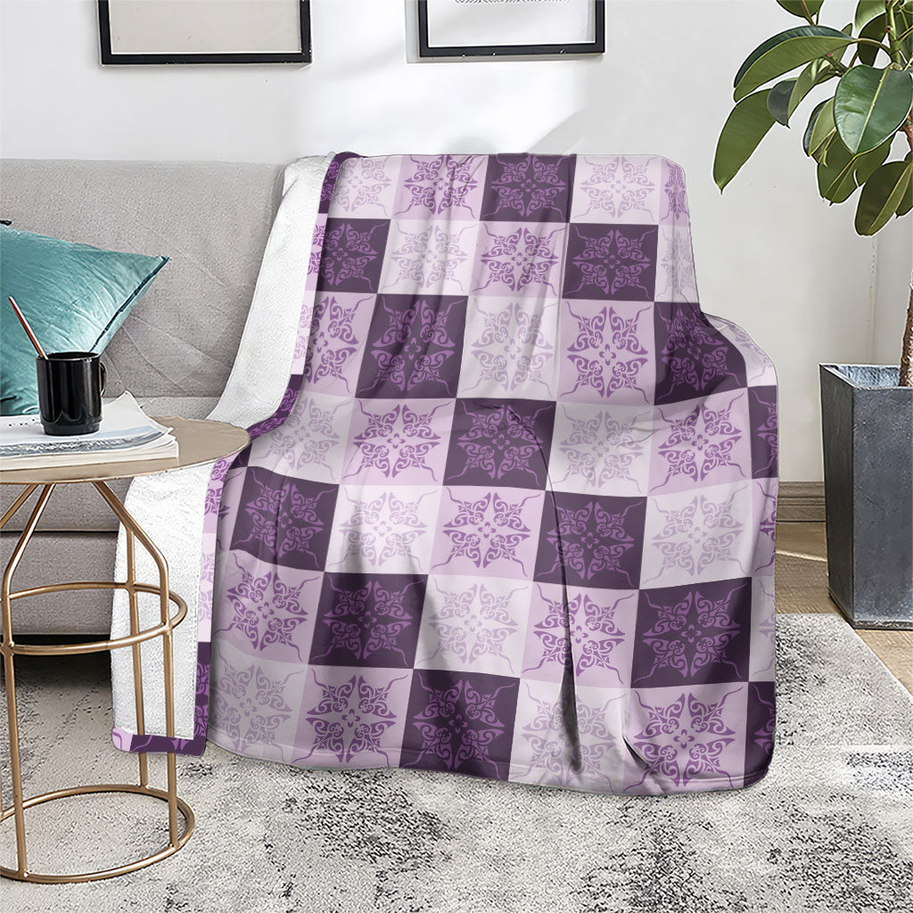 Lavender Manta Ray Hawaiian Quilt Motif Blanket LT05 - Polynesian Pride