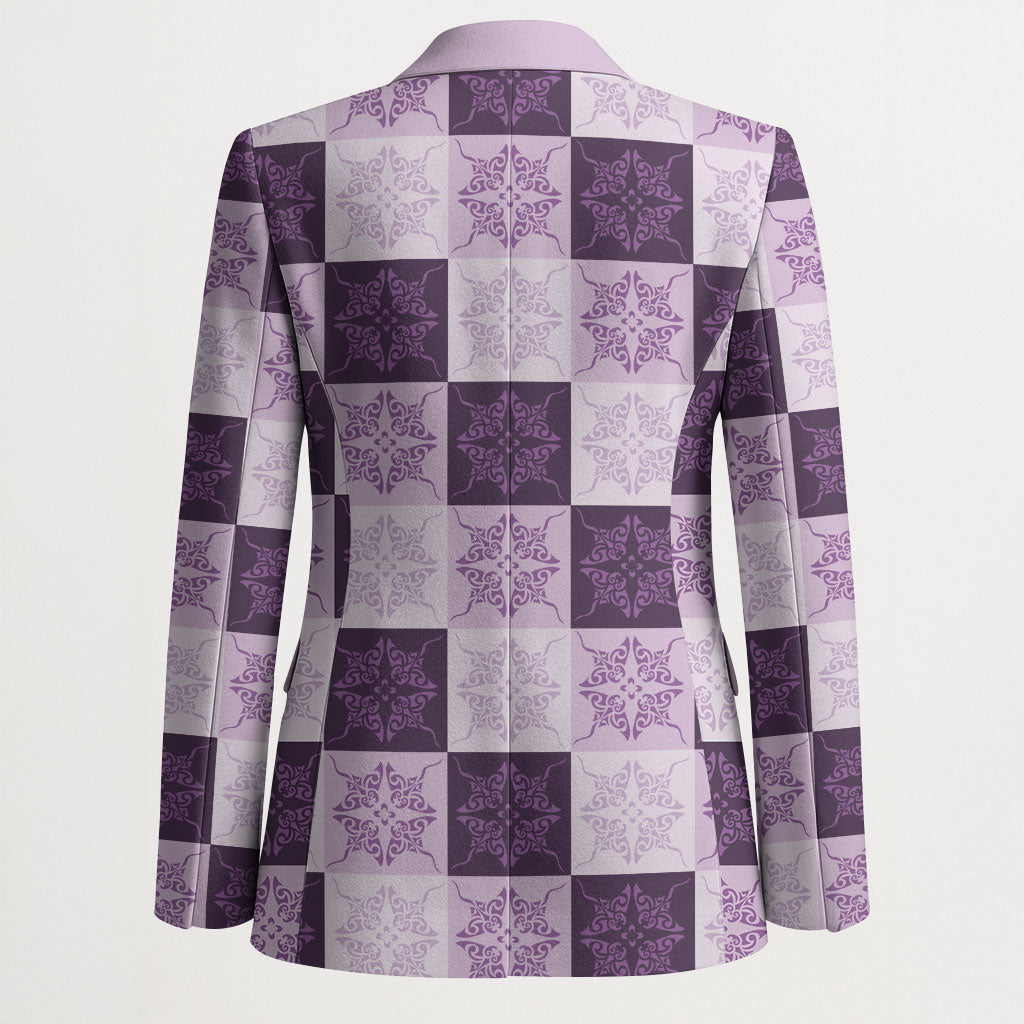 Lavender Manta Ray Hawaiian Quilt Motif Blazer LT05 - Polynesian Pride