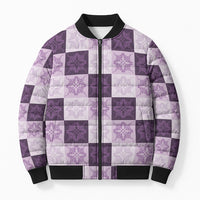 Lavender Manta Ray Hawaiian Quilt Motif Bomber Puffer Jacket LT05 Unisex Purple - Polynesian Pride