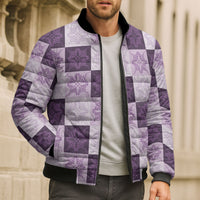 Lavender Manta Ray Hawaiian Quilt Motif Bomber Puffer Jacket LT05 - Polynesian Pride