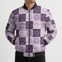 Lavender Manta Ray Hawaiian Quilt Motif Bomber Puffer Jacket LT05 - Polynesian Pride