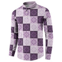 Lavender Manta Ray Hawaiian Quilt Motif Button Sweatshirt LT05 - Polynesian Pride