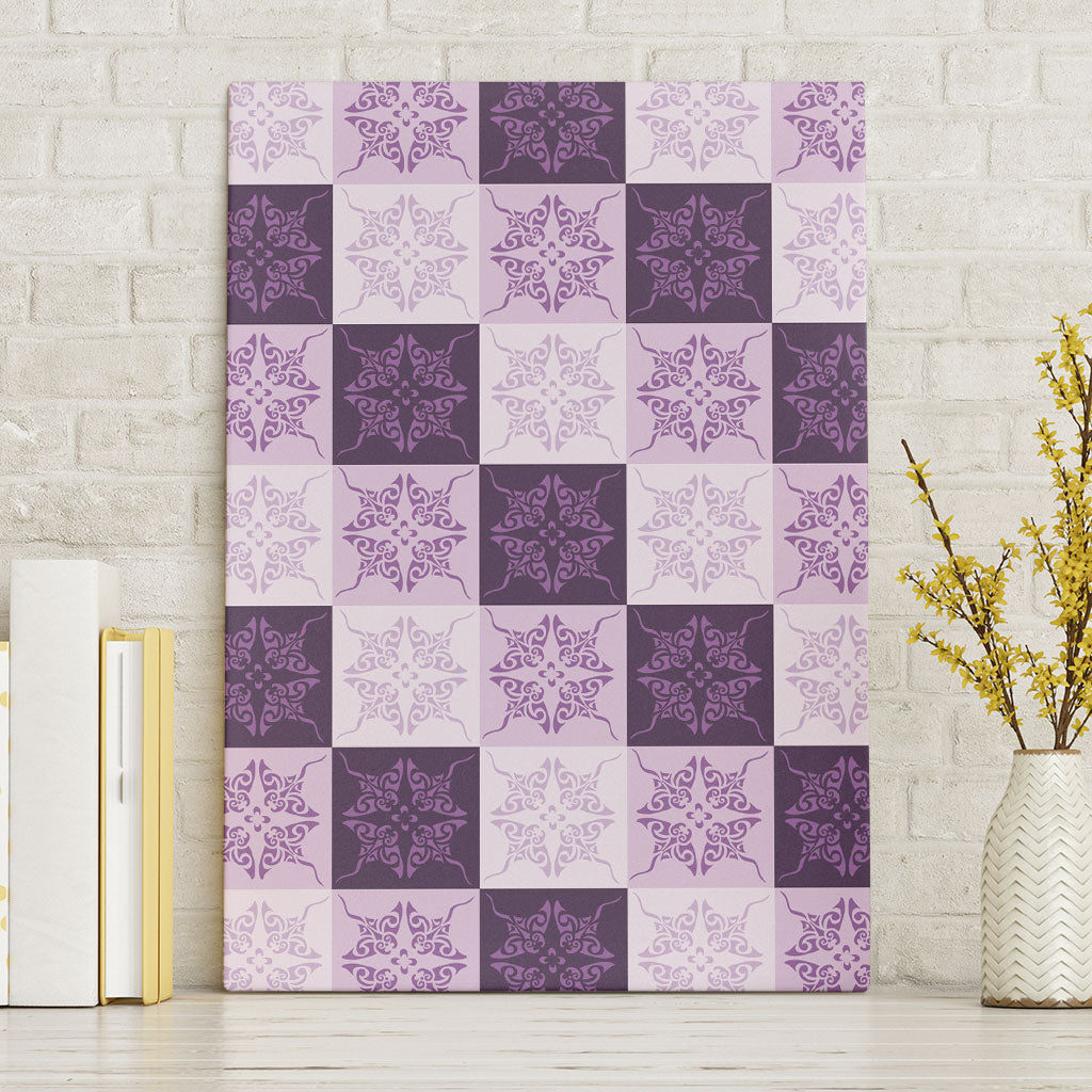 Lavender Manta Ray Hawaiian Quilt Motif Canvas Wall Art LT05 Without Frame Purple - Polynesian Pride