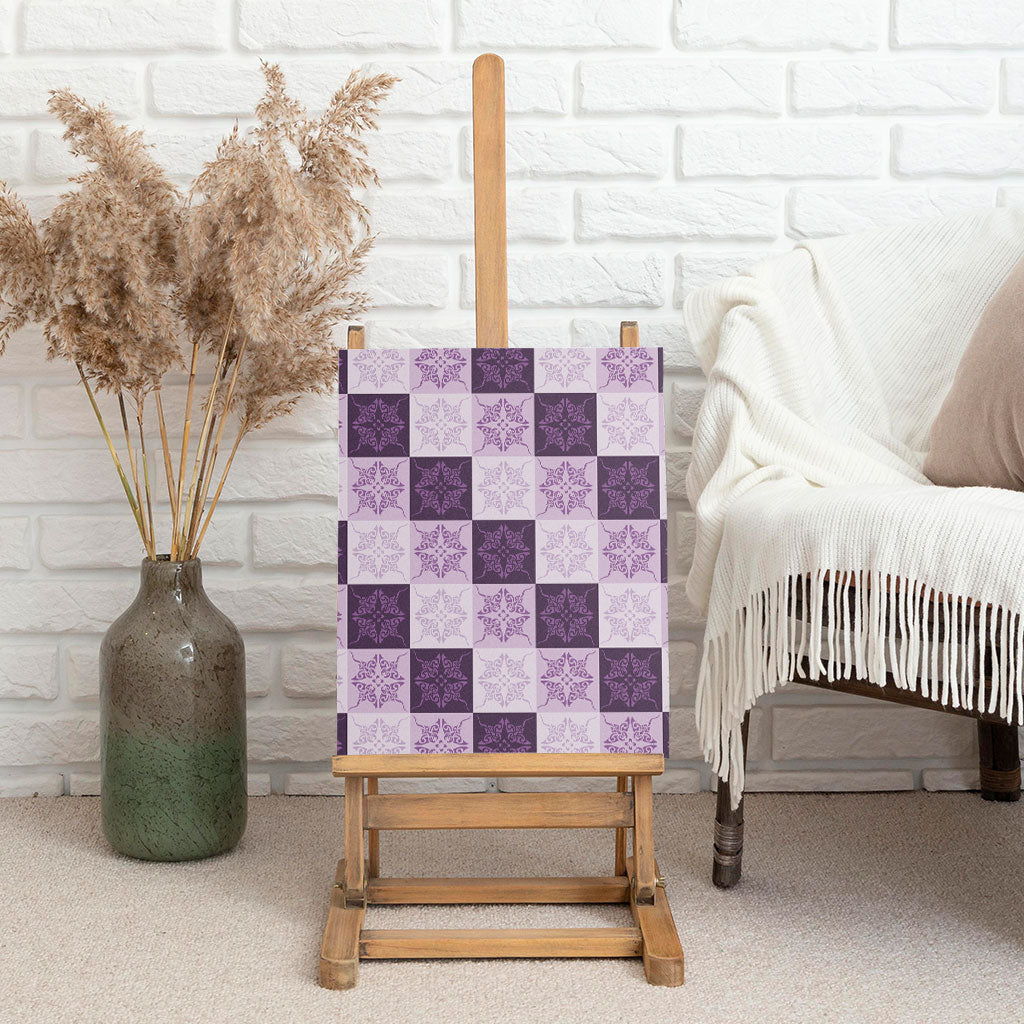 Lavender Manta Ray Hawaiian Quilt Motif Canvas Wall Art LT05 - Polynesian Pride