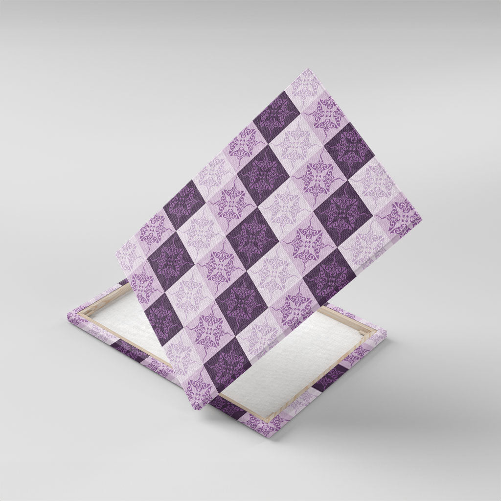 Lavender Manta Ray Hawaiian Quilt Motif Canvas Wall Art LT05 With Frame Purple - Polynesian Pride
