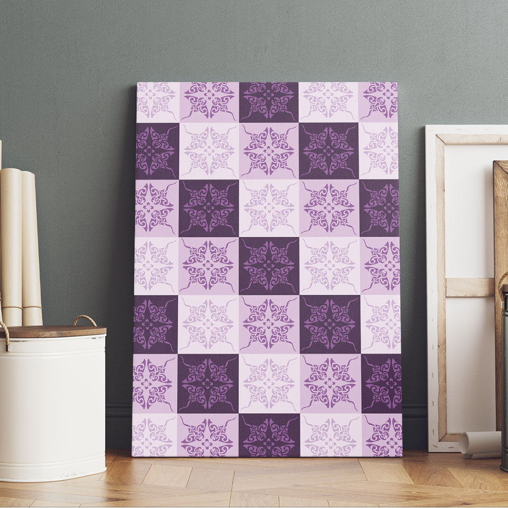 Lavender Manta Ray Hawaiian Quilt Motif Canvas Wall Art LT05 - Polynesian Pride