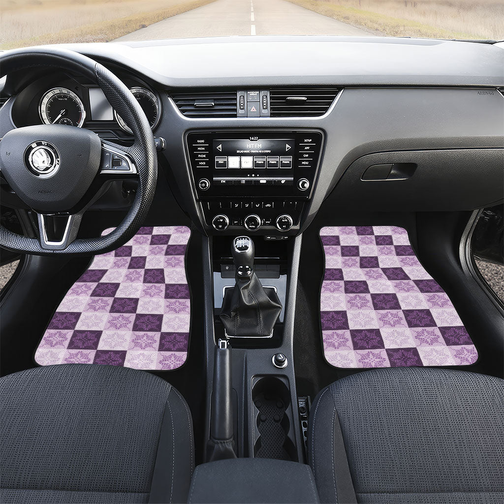 Lavender Manta Ray Hawaiian Quilt Motif Car Mats LT05 Set 2pcs - Front Purple - Polynesian Pride