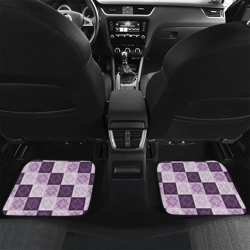 Lavender Manta Ray Hawaiian Quilt Motif Car Mats LT05 Set 2pcs - Back Purple - Polynesian Pride