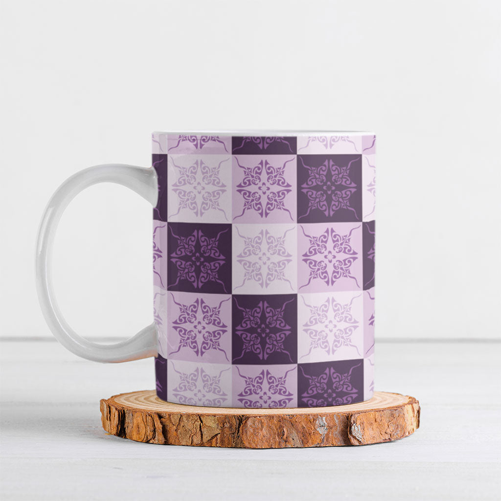 Lavender Manta Ray Hawaiian Quilt Motif Ceramic Mug LT05 Purple - Polynesian Pride
