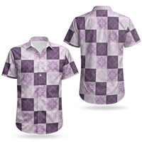 Lavender Manta Ray Hawaiian Quilt Motif Couples Matching Puletasi and Hawaiian Shirt LT05 - Polynesian Pride
