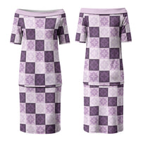 Lavender Manta Ray Hawaiian Quilt Motif Couples Matching Puletasi and Hawaiian Shirt LT05 - Polynesian Pride