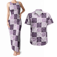 Lavender Manta Ray Hawaiian Quilt Motif Couples Matching Tank Maxi Dress and Hawaiian Shirt LT05 Purple - Polynesian Pride