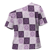 Lavender Manta Ray Hawaiian Quilt Motif Cross Shoulder Shirt LT05 - Polynesian Pride