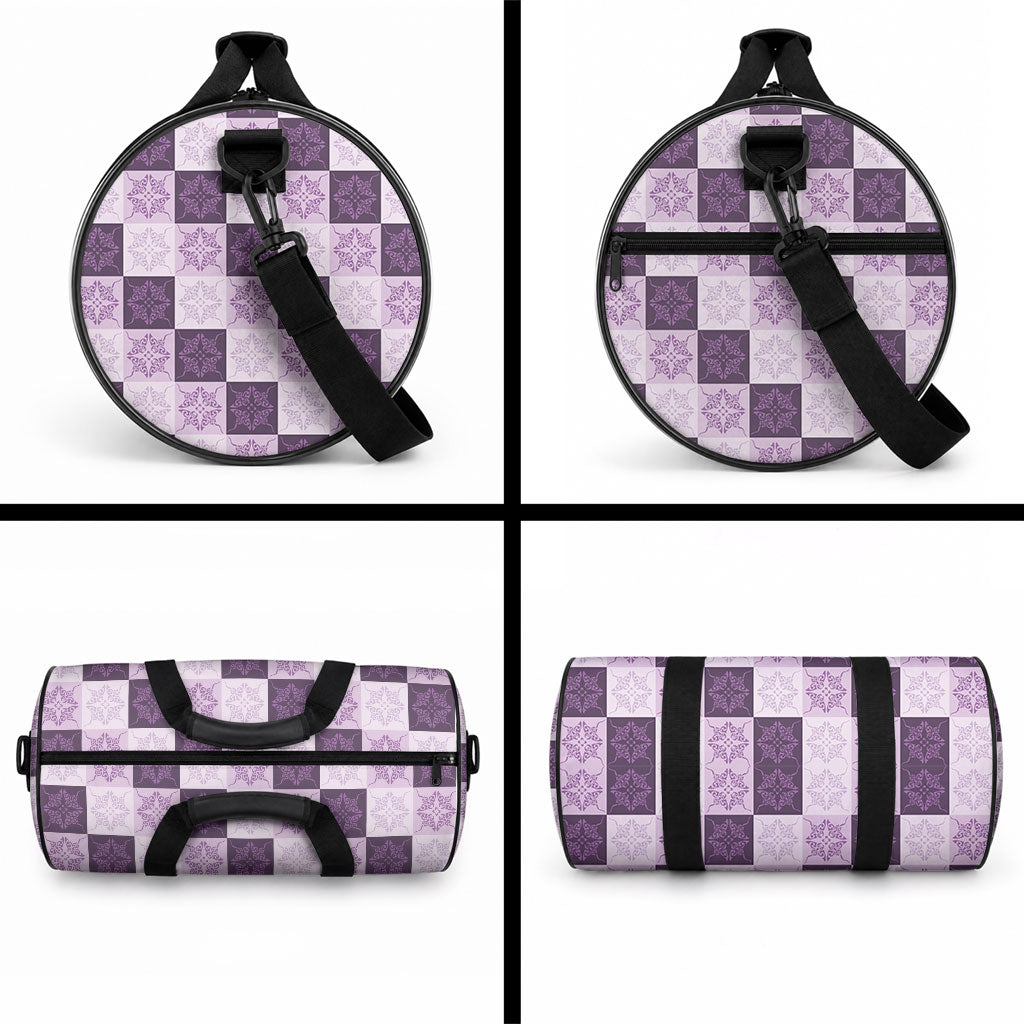 Lavender Manta Ray Hawaiian Quilt Motif Duffle Bag LT05 - Polynesian Pride