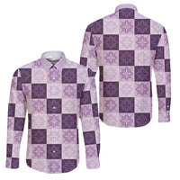 Lavender Manta Ray Hawaiian Quilt Motif Family Matching Mermaid Dress and Hawaiian Shirt LT05 Dad's Shirt - Long Sleeve Purple - Polynesian Pride