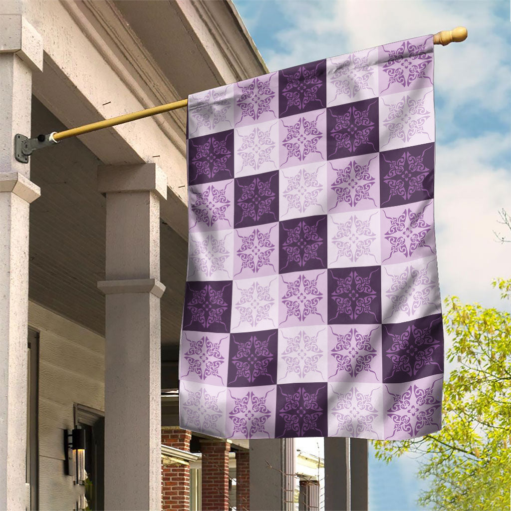 Lavender Manta Ray Hawaiian Quilt Motif Garden Flag LT05 House Flag Purple - Polynesian Pride