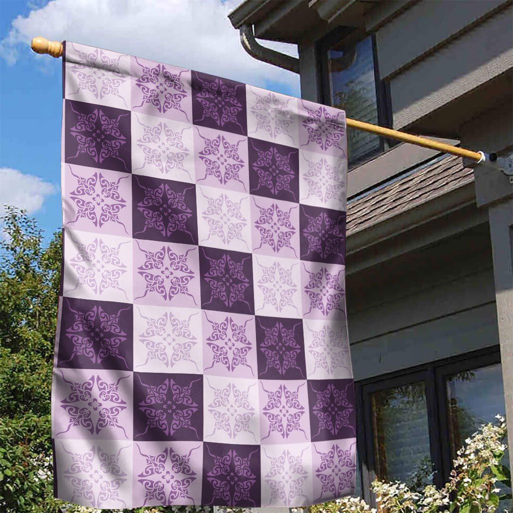 Lavender Manta Ray Hawaiian Quilt Motif Garden Flag LT05 - Polynesian Pride