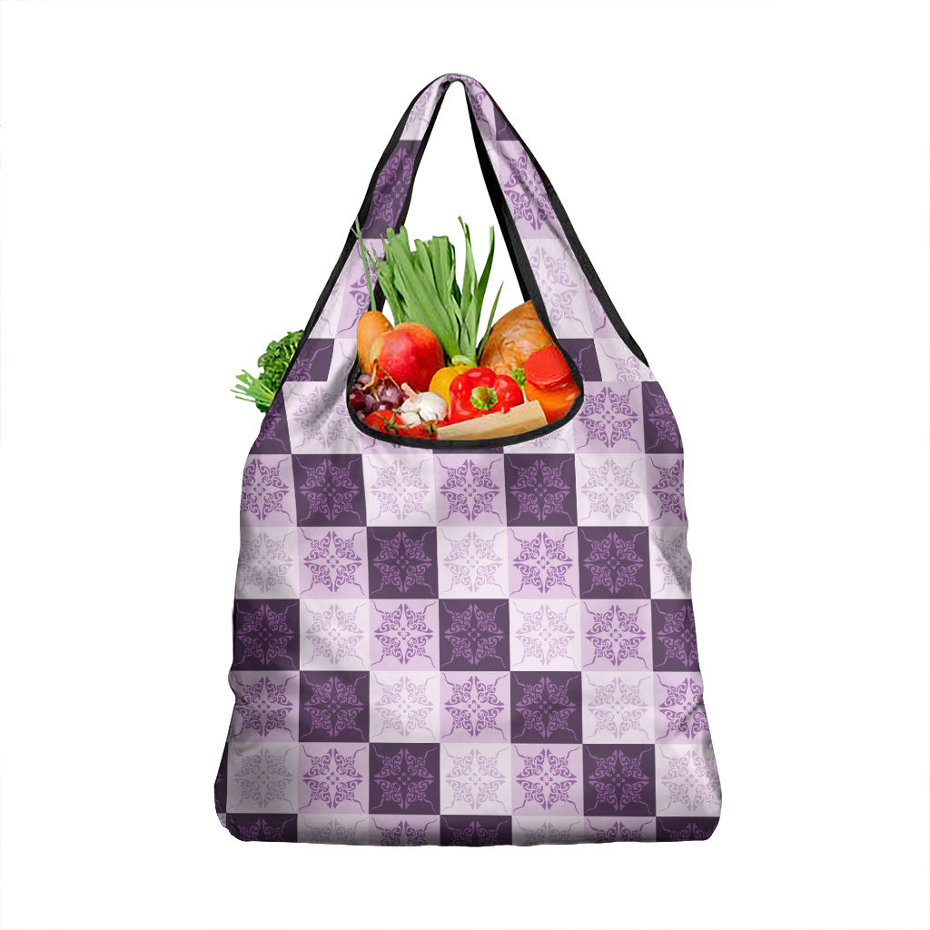 Lavender Manta Ray Hawaiian Quilt Motif Grocery Bag LT05 1-pack One Size Purple - Polynesian Pride