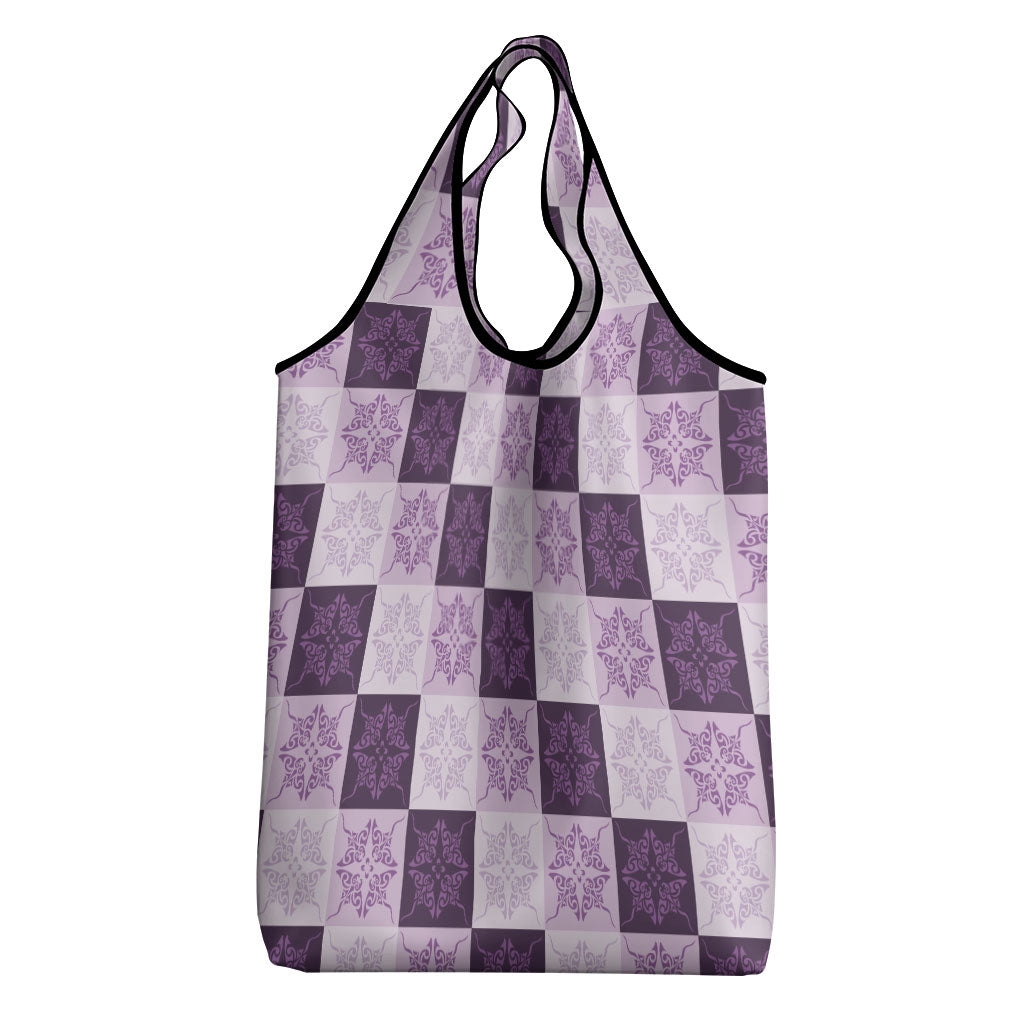 Lavender Manta Ray Hawaiian Quilt Motif Grocery Bag LT05 - Polynesian Pride