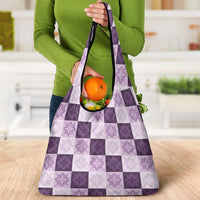 Lavender Manta Ray Hawaiian Quilt Motif Grocery Bag LT05 - Polynesian Pride