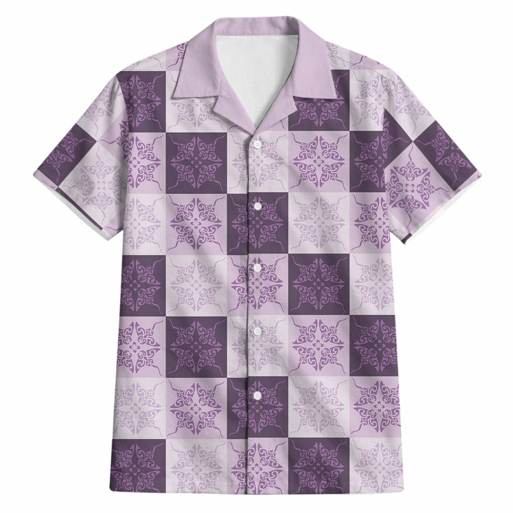 Lavender Manta Ray Hawaiian Quilt Motif Hawaiian Shirt LT05 Purple - Polynesian Pride