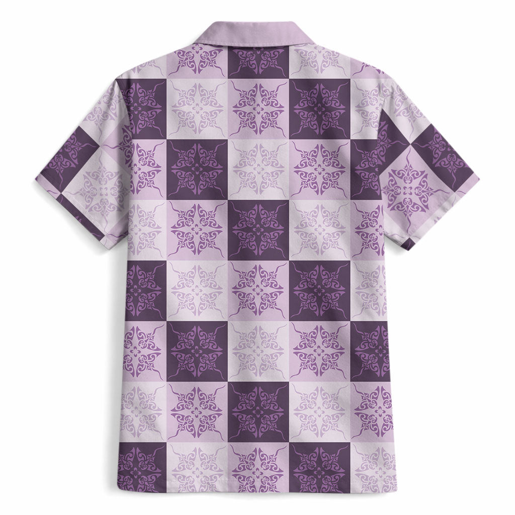 Lavender Manta Ray Hawaiian Quilt Motif Hawaiian Shirt LT05 - Polynesian Pride