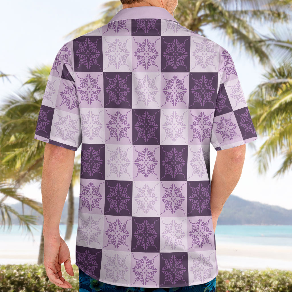 Lavender Manta Ray Hawaiian Quilt Motif Hawaiian Shirt LT05 - Polynesian Pride