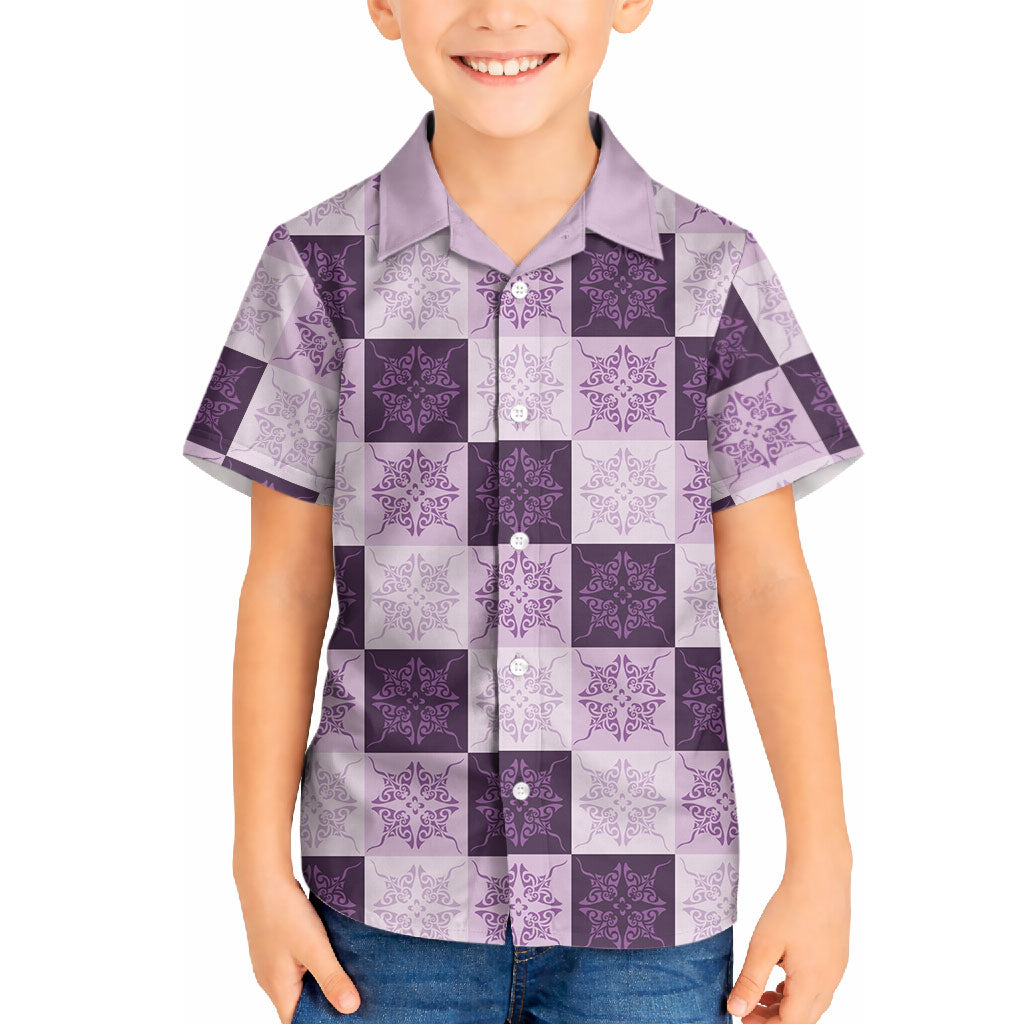 Lavender Manta Ray Hawaiian Quilt Motif Hawaiian Shirt LT05 - Polynesian Pride