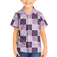Lavender Manta Ray Hawaiian Quilt Motif Hawaiian Shirt LT05 - Polynesian Pride
