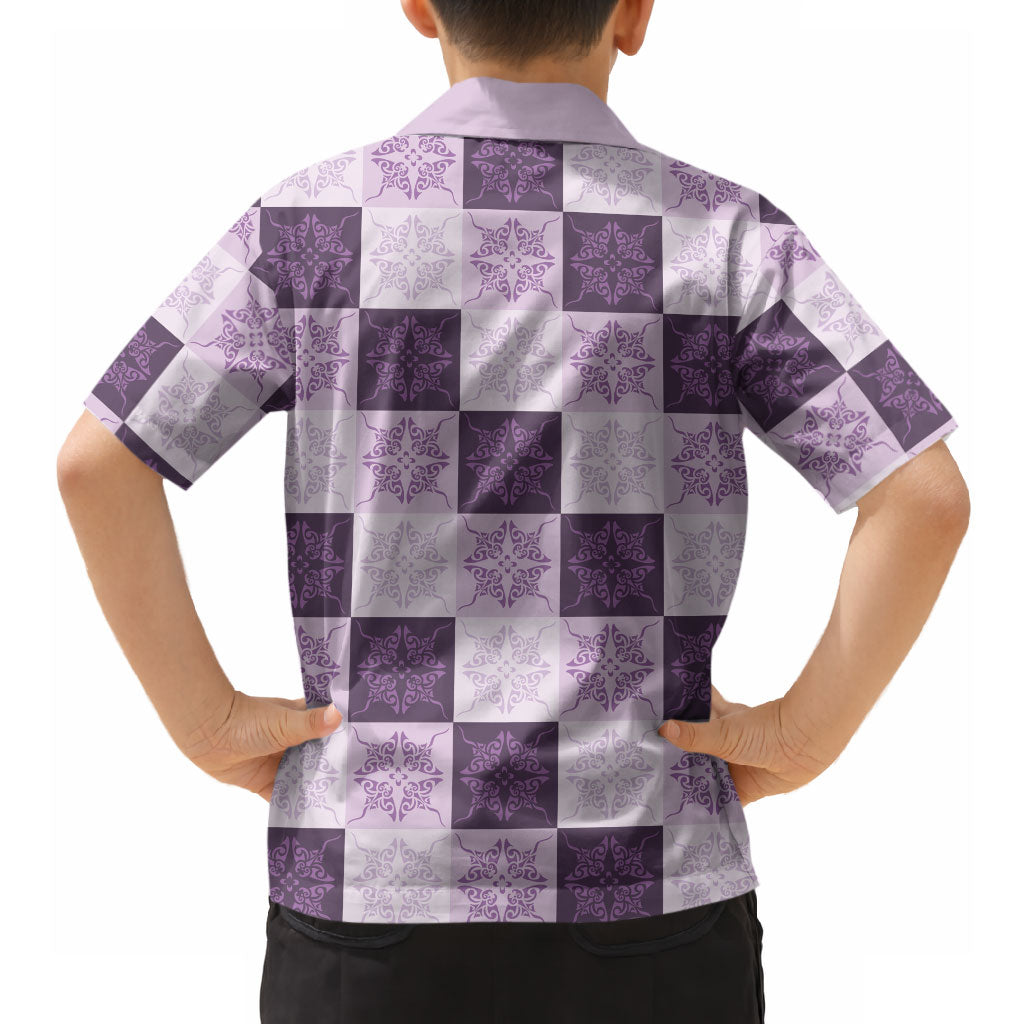 Lavender Manta Ray Hawaiian Quilt Motif Hawaiian Shirt LT05 - Polynesian Pride