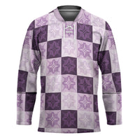 Lavender Manta Ray Hawaiian Quilt Motif Hockey Jersey LT05 Unisex Purple - Polynesian Pride
