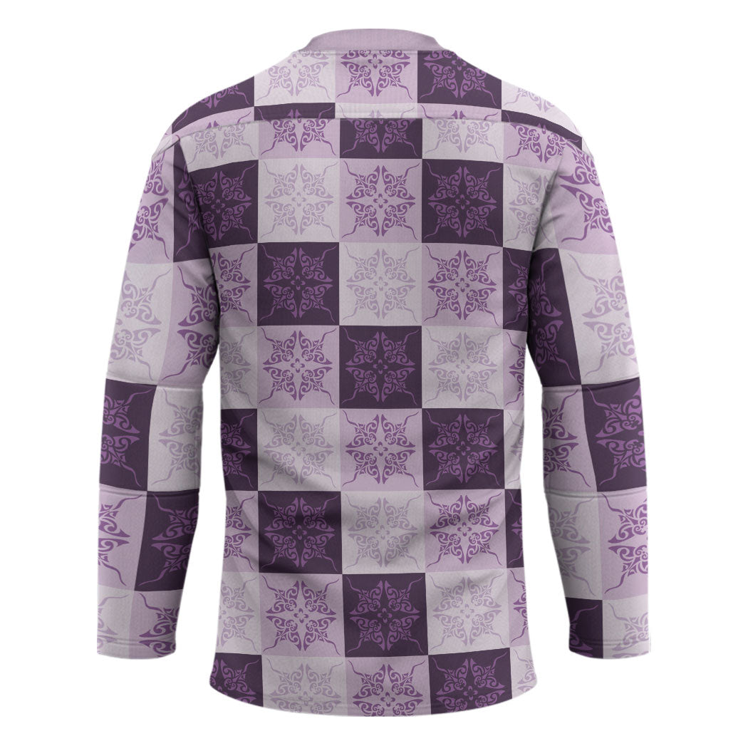Lavender Manta Ray Hawaiian Quilt Motif Hockey Jersey LT05 - Polynesian Pride