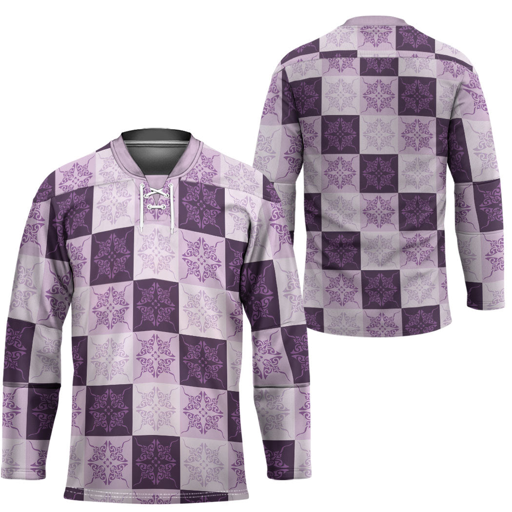 Lavender Manta Ray Hawaiian Quilt Motif Hockey Jersey LT05 - Polynesian Pride