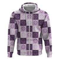 Lavender Manta Ray Hawaiian Quilt Motif Hoodie LT05 Zip Hoodie Purple - Polynesian Pride