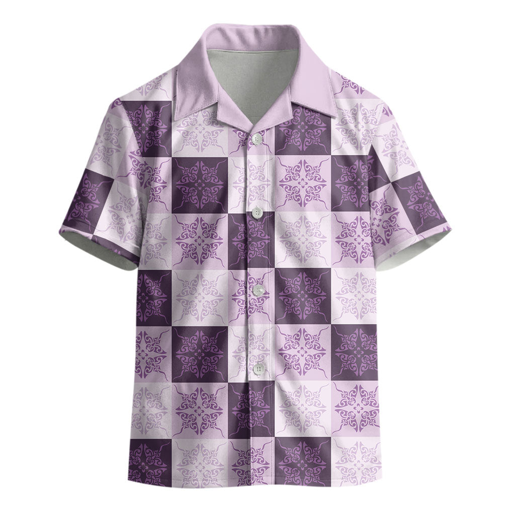 Lavender Manta Ray Hawaiian Quilt Motif Kid Hawaiian Shirt LT05 - Polynesian Pride