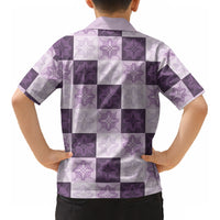 Lavender Manta Ray Hawaiian Quilt Motif Kid Hawaiian Shirt LT05 - Polynesian Pride