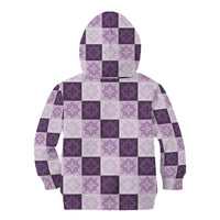 Lavender Manta Ray Hawaiian Quilt Motif Kid Hoodie LT05 - Polynesian Pride