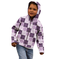 Lavender Manta Ray Hawaiian Quilt Motif Kid Hoodie LT05 - Polynesian Pride