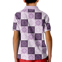 Lavender Manta Ray Hawaiian Quilt Motif Kid Polo Shirt LT05 - Polynesian Pride