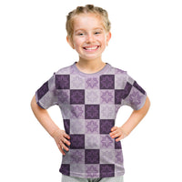 Lavender Manta Ray Hawaiian Quilt Motif Kid T Shirt LT05 Purple - Polynesian Pride