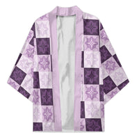 Lavender Manta Ray Hawaiian Quilt Motif Kimono LT05 Unisex Purple - Polynesian Pride
