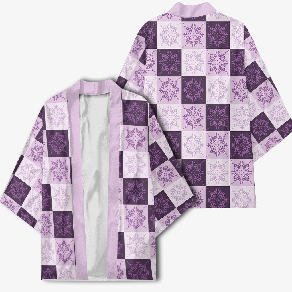 Lavender Manta Ray Hawaiian Quilt Motif Kimono LT05 - Polynesian Pride