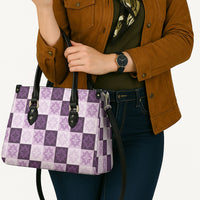 Lavender Manta Ray Hawaiian Quilt Motif Leather Bag LT05 - Polynesian Pride