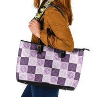 Lavender Manta Ray Hawaiian Quilt Motif Leather Tote Bag LT05 Purple - Polynesian Pride