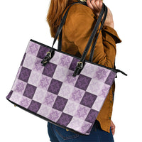 Lavender Manta Ray Hawaiian Quilt Motif Leather Tote Bag LT05 - Polynesian Pride